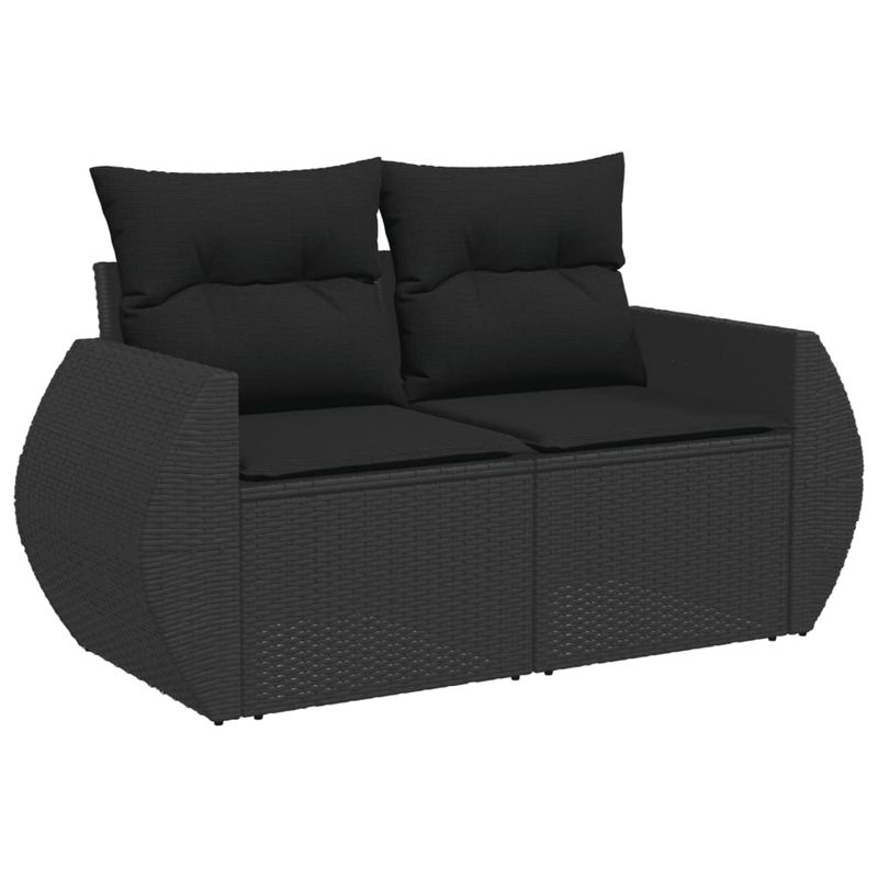 Casa si Gradina - Gradina si terasa - Mobilier exterior - Seturi mobila gradina - Set mobilier de gradina cu perne, 9 piese, negru, poliratan - Infinity.ro