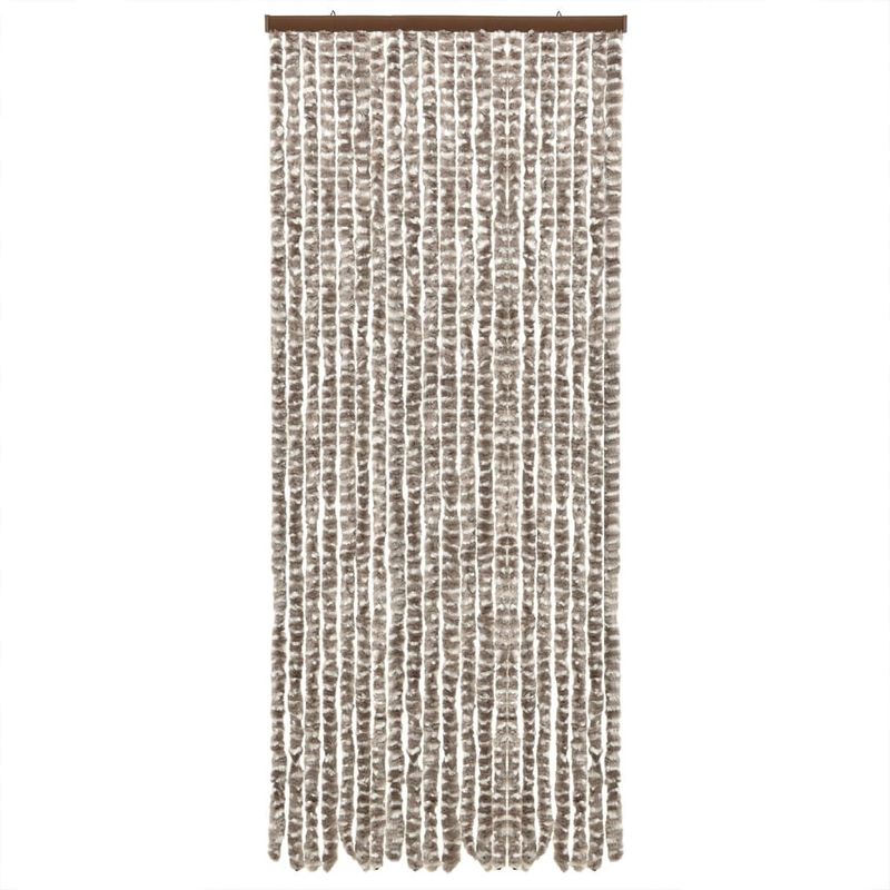 Casa si Gradina - Textile si covoare - Rulouri si jaluzele - Perdea pentru insecte, gri taupe si alb, 56x200 cm, chenille - Infinity.ro