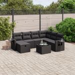 Casa si Gradina - Gradina si terasa - Mobilier exterior - Seturi mobila gradina - Set mobilier de gradina cu perne, 8 piese, negru, poliratan - Infinity.ro