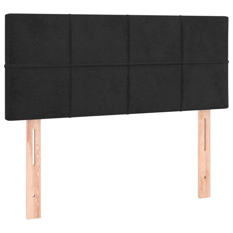 Casa si Gradina - Mobilier - Paturi si accesorii - Paturi - Pat continental cu saltea și LED, saltea și LED, negru, 120x200 cm, catifea, model cu blocuri pătrate - Infinity.ro