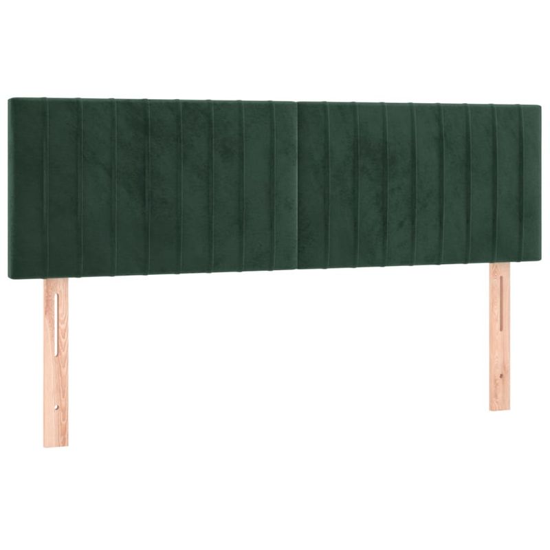 Casa si Gradina - Mobilier - Paturi si accesorii - Paturi - Pat continental cu saltea și LED, saltea și LED, verde inchis, 140x190 cm, catifea, model benzi verticale - Infinity.ro