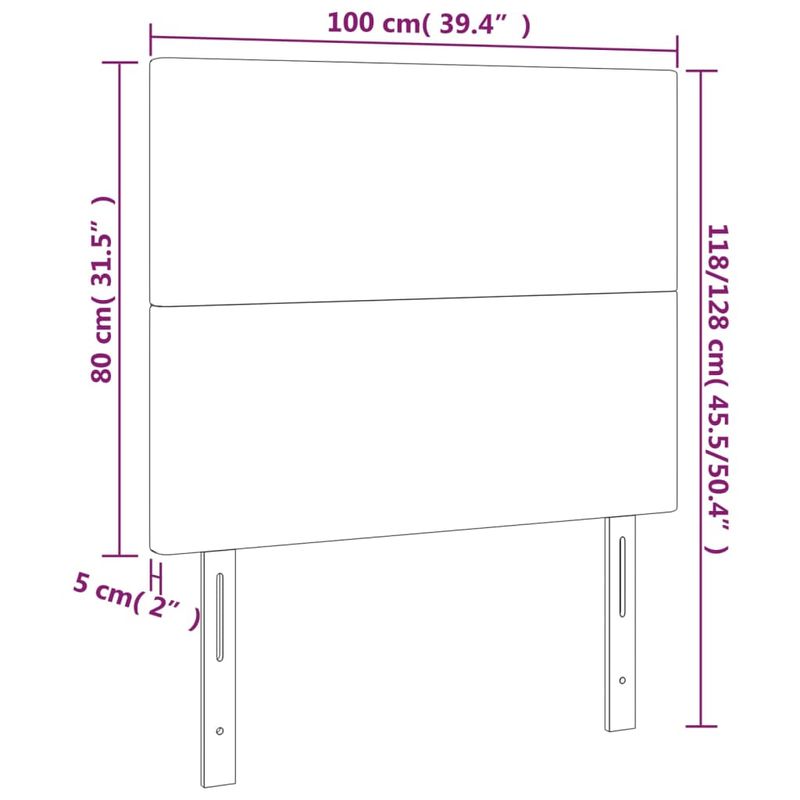 Casa si Gradina - Mobilier - Paturi si accesorii - Accesorii paturi - Tablie de pat cu LED, gri, 100x5x118/128 cm, piele ecologica - Infinity.ro
