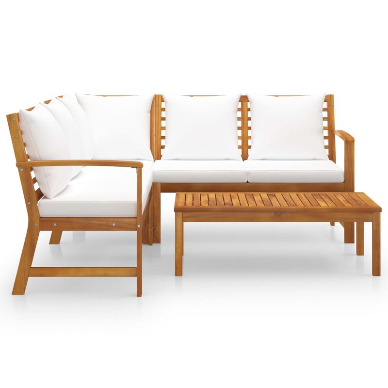 Casa si Gradina - Gradina si terasa - Mobilier exterior - Seturi mobila gradina - Set mobilier de gradina cu perne crem, 4 piese, lemn de acacia - Infinity.ro