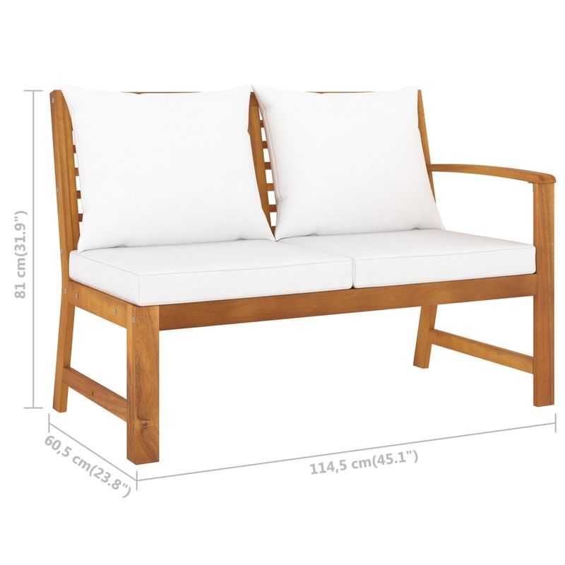 Casa si Gradina - Gradina si terasa - Mobilier exterior - Seturi mobila gradina - Set mobilier de gradina cu perne crem, 4 piese, lemn de acacia - Infinity.ro