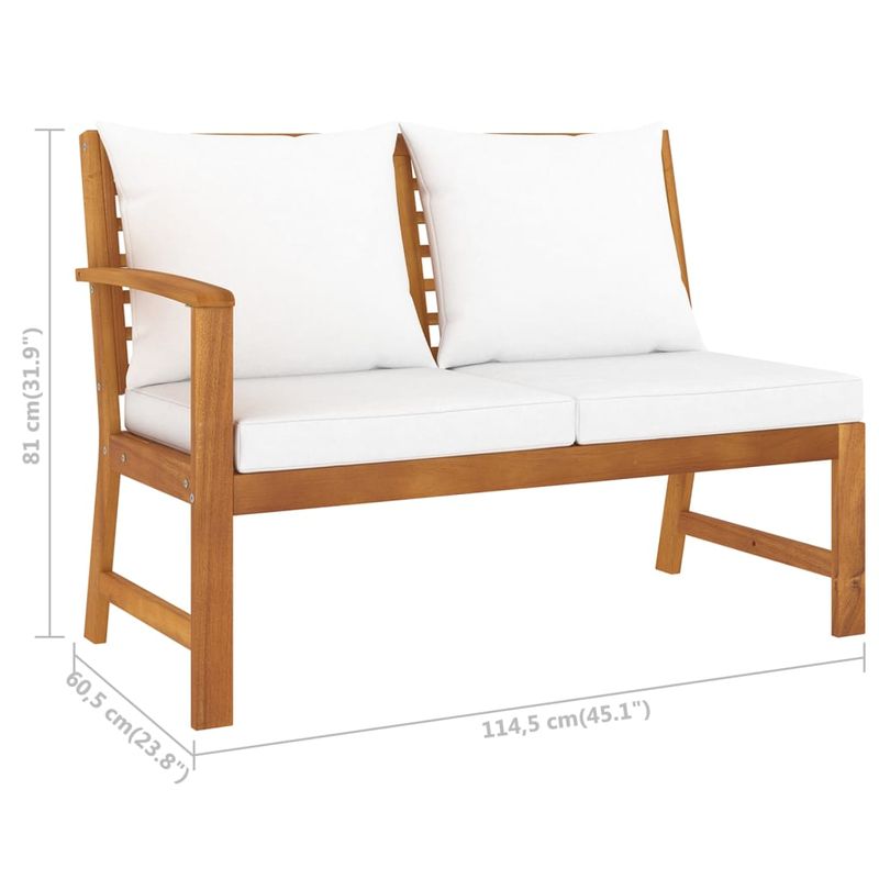 Casa si Gradina - Gradina si terasa - Mobilier exterior - Seturi mobila gradina - Set mobilier de gradina cu perne crem, 4 piese, lemn de acacia - Infinity.ro