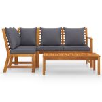 Casa si Gradina - Gradina si terasa - Mobilier exterior - Seturi mobila gradina - Set mobilier de gradina cu perne, 4 piese, lemn masiv de acacia, model mijloc + colț + bancă + masă - Infinity.ro