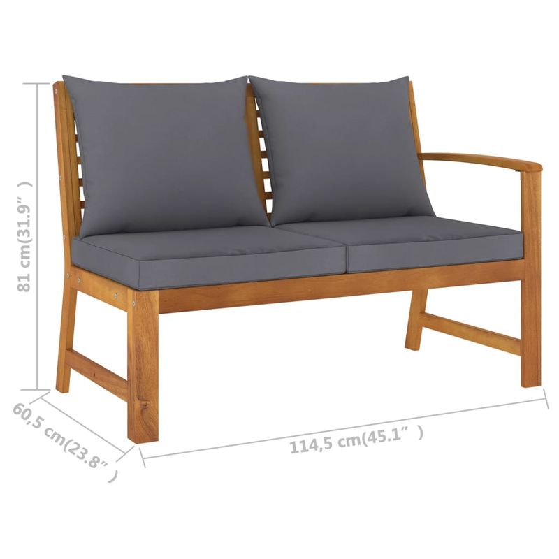 Casa si Gradina - Gradina si terasa - Mobilier exterior - Seturi mobila gradina - Set mobilier de gradina cu perne, 4 piese, lemn masiv de acacia, model mijloc + colț + bancă + masă - Infinity.ro
