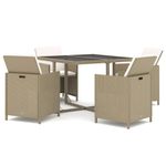 Casa si Gradina - Gradina si terasa - Mobilier exterior - Seturi mobila gradina - Set mobilier de exterior cu perne, 5 piese, bej, poliratan - Infinity.ro