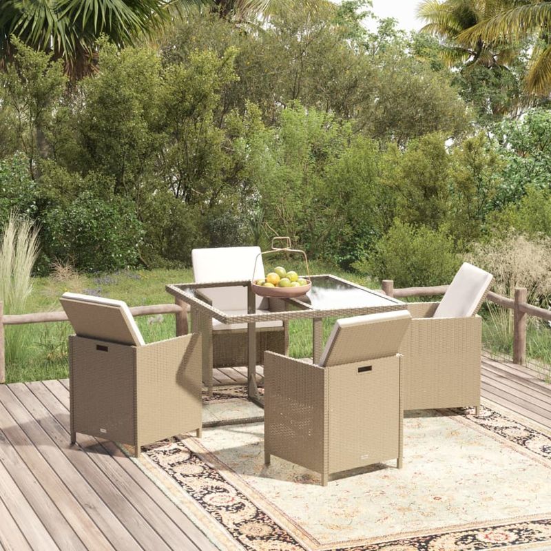 Casa si Gradina - Gradina si terasa - Mobilier exterior - Seturi mobila gradina - Set mobilier de exterior cu perne, 5 piese, bej, poliratan - Infinity.ro