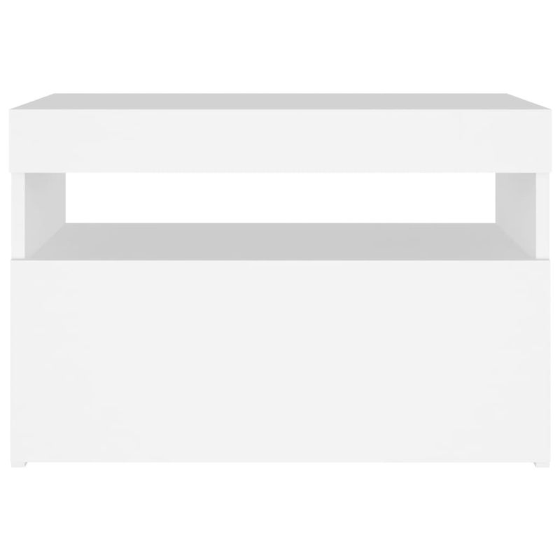 Casa si Gradina - Mobilier - Comode si corpuri - Noptiere - Noptiera cu lumini LED, alb, 60x35x40 cm, lemn prelucrat - Infinity.ro