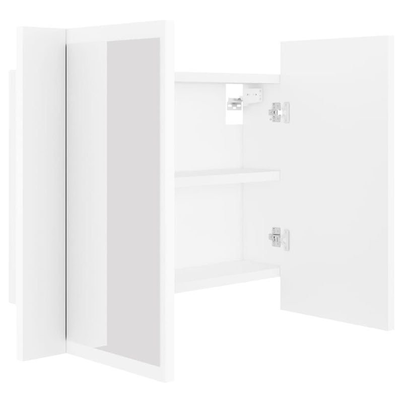 Casa si Gradina - Mobilier - Comode si corpuri - Masute de toaleta - Dulap de baie cu oglinda si LED, alb, 60x12x45 cm acril - Infinity.ro