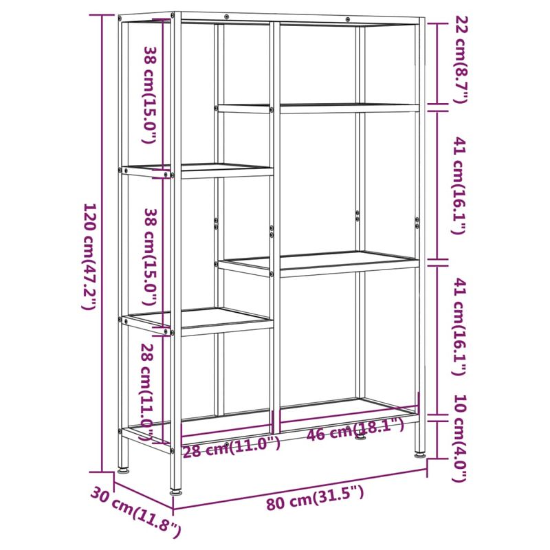 Casa si Gradina - Mobilier - Biblioteci si rafturi - Biblioteci - Biblioteca, 80x30x120 cm, otel și lemn prelucrat, maro deschis - Infinity.ro