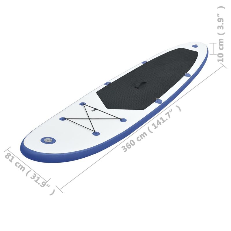 Sport si Outdoor - Sporturi acvatice - Sporturi pe placa - Stand up paddle - Set placa SUP, albastru și alb, mărime 360x81x10 cm - Infinity.ro