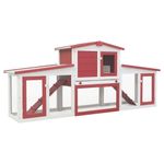 Petshop - Accesorii petshop - Culcusuri si custi - Custi interior si exterior - Cusca mare iepuri cusca adapost animale mici cu acoperis lemn, rosu si alb, 204x45x85 cm, lemn - Infinity.ro