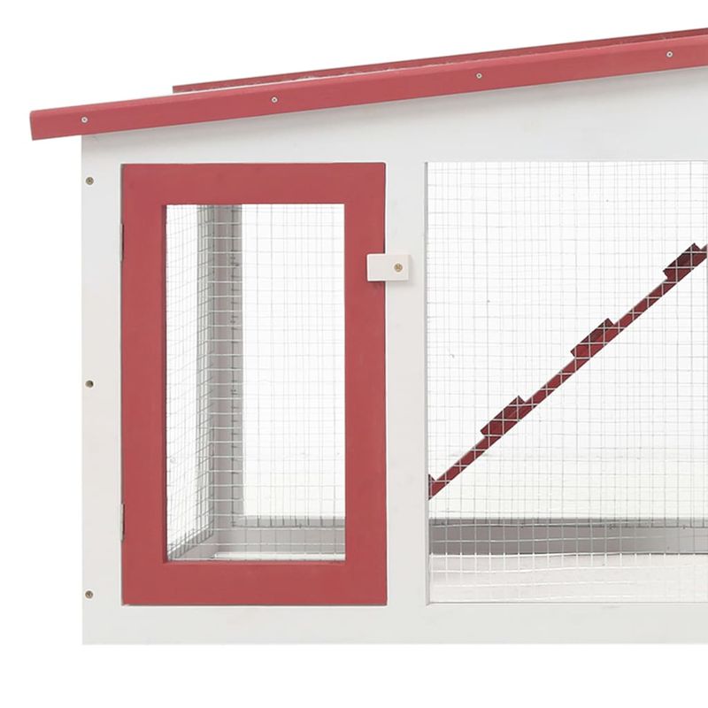 Petshop - Accesorii petshop - Culcusuri si custi - Custi interior si exterior - Cusca mare iepuri cusca adapost animale mici cu acoperis lemn, rosu si alb, 204x45x85 cm, lemn - Infinity.ro