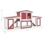 Petshop - Accesorii petshop - Culcusuri si custi - Custi interior si exterior - Cusca mare iepuri cusca adapost animale mici cu acoperis lemn, rosu si alb, 204x45x85 cm, lemn - Infinity.ro