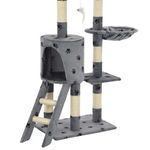 Petshop - Accesorii petshop - Jucarii animale - Ansambluri de joaca - Ansamblu pisici cu stalpi din funie de sisal, 138 cm imprimeu labute, gri - Infinity.ro