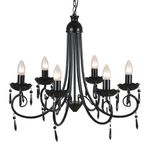 Casa si Gradina - Corpuri si surse de iluminat - Veioze si lampi - Lampadare - Lampa de tavan Candelabru elegant negru 6 fasunguri pentru becuri - Infinity.ro