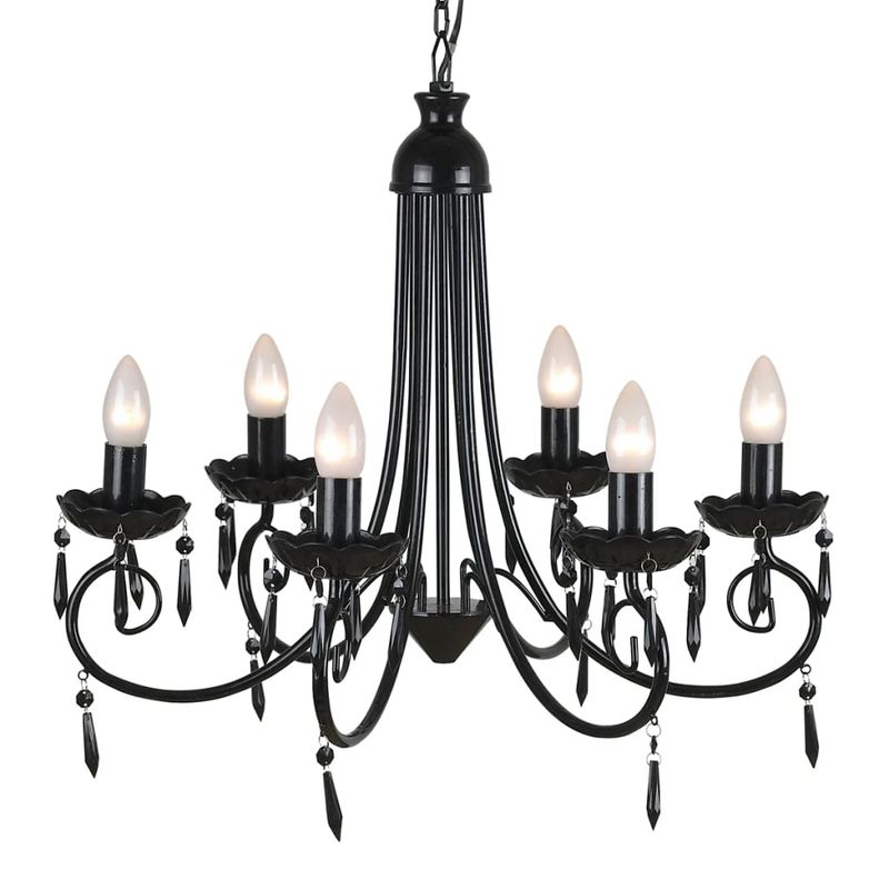 Casa si Gradina - Corpuri si surse de iluminat - Veioze si lampi - Lampadare - Lampa de tavan Candelabru elegant negru 6 fasunguri pentru becuri - Infinity.ro