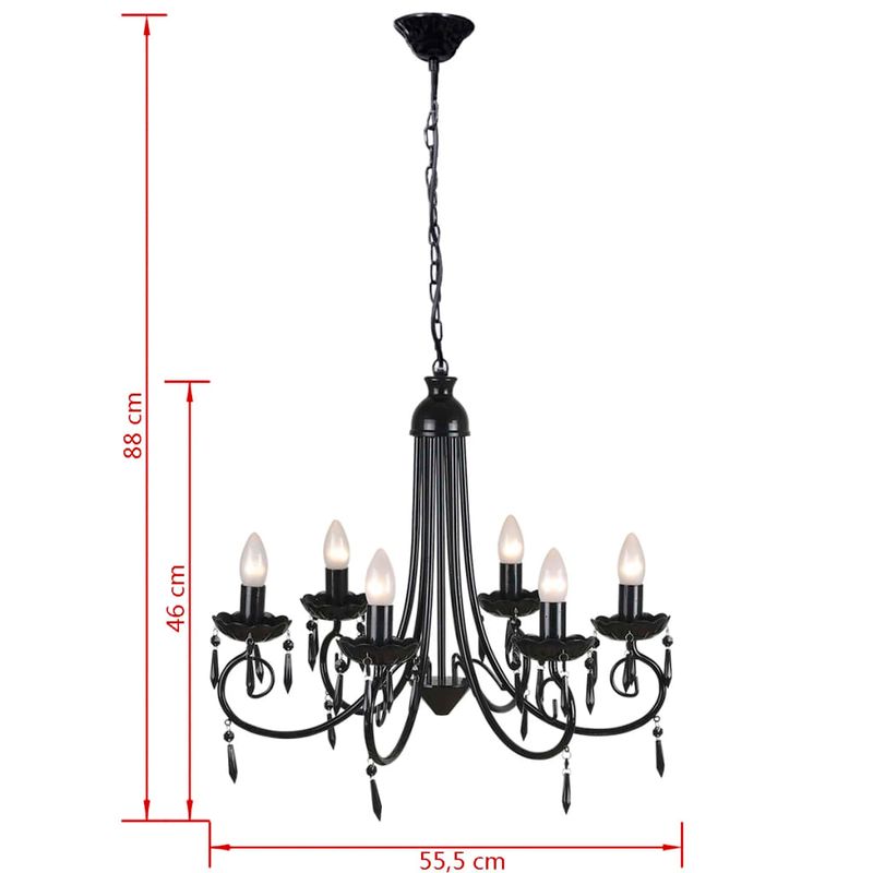 Casa si Gradina - Corpuri si surse de iluminat - Veioze si lampi - Lampadare - Lampa de tavan Candelabru elegant negru 6 fasunguri pentru becuri - Infinity.ro