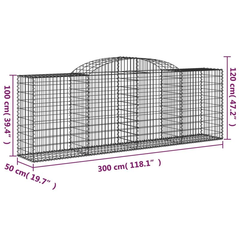 Casa si Gradina - Gradina si terasa - Garduri, panouri si accesorii - Cos gabion arcuit, 300x50x100/120cm, fier galvanizat, cantitate în pachet: 11 - Infinity.ro