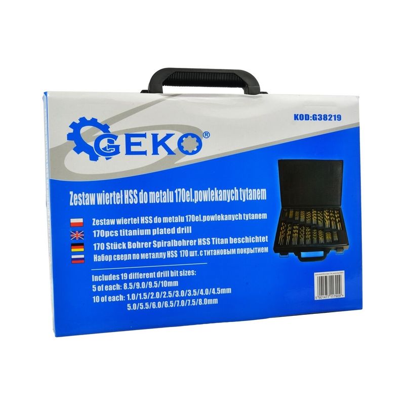 Casa si Gradina - Constructii - Scule electrice si accesorii - Seturi si accesorii pentru gaurit si insurubat - Set burghie HSS titan pentru metal 170 piese,1.0-10.0mm, GEKO G38219 - Infinity.ro