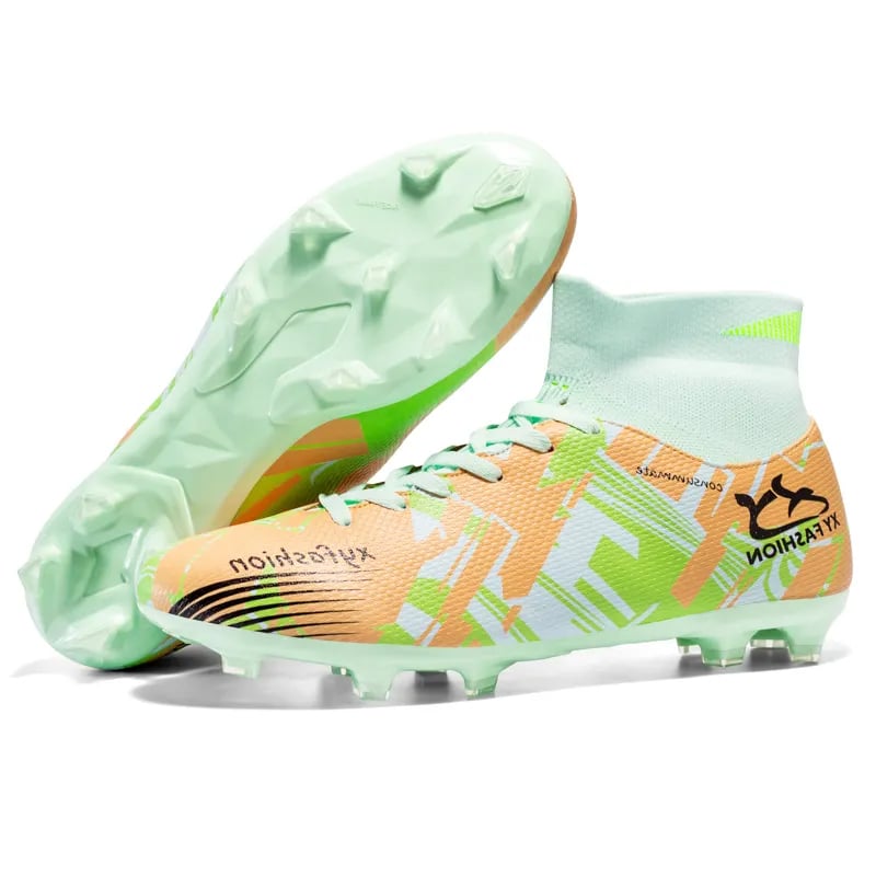 Sport si Outdoor - Echipament Sportiv - Incaltaminte sport - Pantofi sport - Ghete de fotbal MBrands 6.4, pentru teren iarba/sintetic , verde cu portocaliu 40 - Infinity.ro