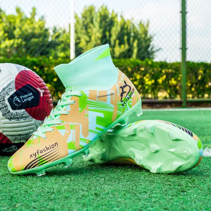 Sport si Outdoor - Echipament Sportiv - Incaltaminte sport - Pantofi sport - Ghete de fotbal MBrands 6.4, pentru teren iarba/sintetic , verde cu portocaliu 40 - Infinity.ro