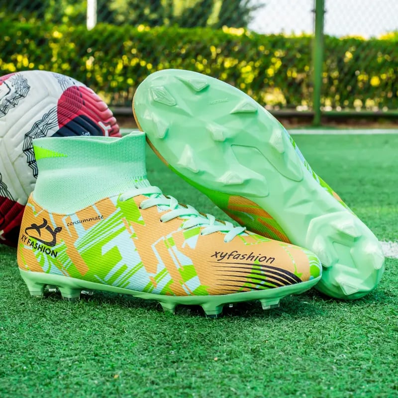 Sport si Outdoor - Echipament Sportiv - Incaltaminte sport - Pantofi sport - Ghete de fotbal MBrands 6.4, pentru teren iarba/sintetic , verde cu portocaliu 40 - Infinity.ro