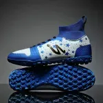 Sport si Outdoor - Echipament Sportiv - Incaltaminte sport - Pantofi sport - Ghete de fotbal MBrands 5.7, cu glezniera pentru teren sintetic , albastru cu alb 44 EU - Infinity.ro