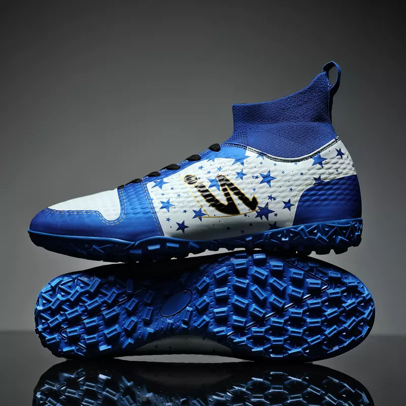 Sport si Outdoor - Echipament Sportiv - Incaltaminte sport - Pantofi sport - Ghete de fotbal MBrands 5.7, cu glezniera pentru teren sintetic , albastru cu alb 44 EU - Infinity.ro