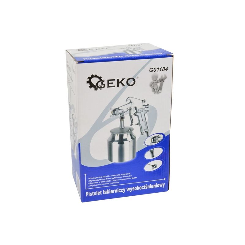 Casa si Gradina/Constructii/Vopsea si tencuieli/Pistoale si sisteme de vopsit si tencuit - Pistol de vopsit + rezervor F75S 750ml 1.5mm, Geko G01184 - Infinity.ro