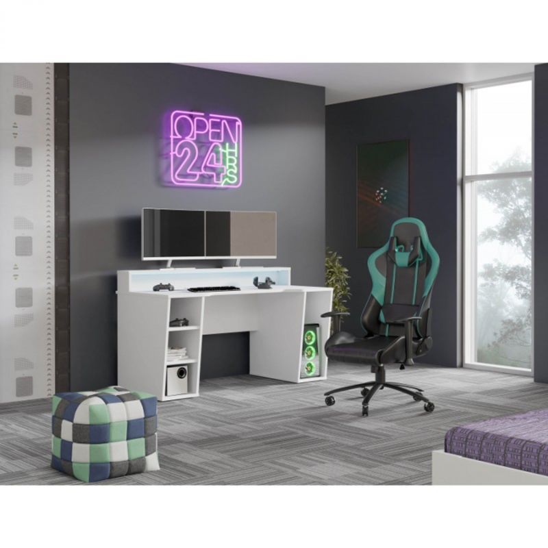 Casa si Gradina - Mobilier - Mese si birouri - Birouri - Birou Race Led, 160 x 91 x 72 cm, nuanta alb - Infinity.ro