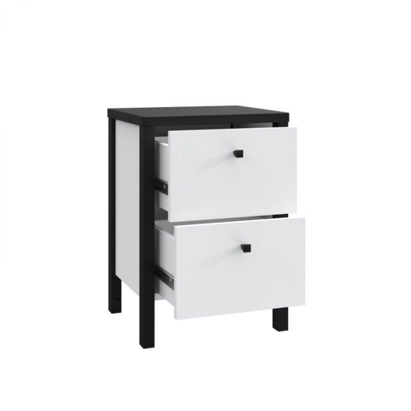 Casa si Gradina - Mobilier - Comode si corpuri - Noptiere - Noptiera Duo, 35 x 51 x 30.6 cm, nuanta alb/negru - Infinity.ro