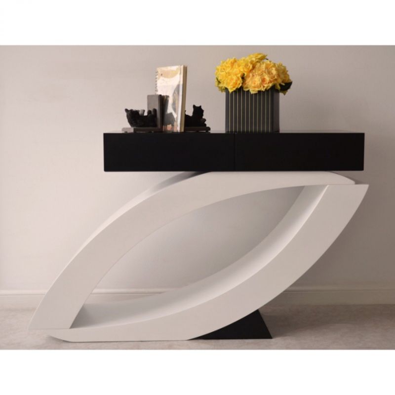 Casa si Gradina - Mobilier - Comode si corpuri - Console - Consola Oscar, 140 x 82 x 40 cm, FA092, nuanta alb/negru - Infinity.ro