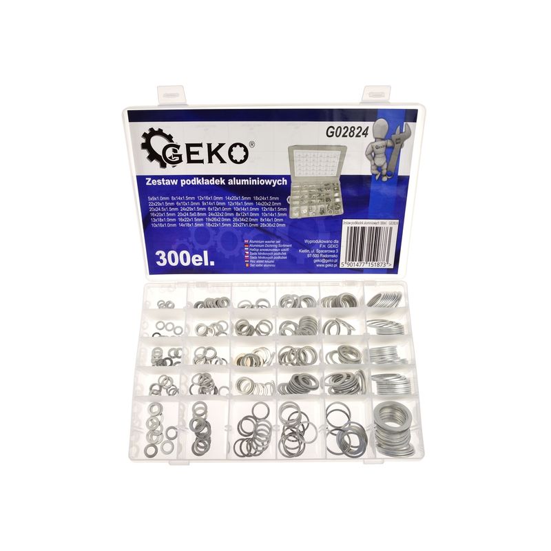 Casa si Gradina/Constructii/Scule de mana si unelte/Seturi scule - Set saibe din aluminiu 300 piese, GEKO G02824 - Infinity.ro
