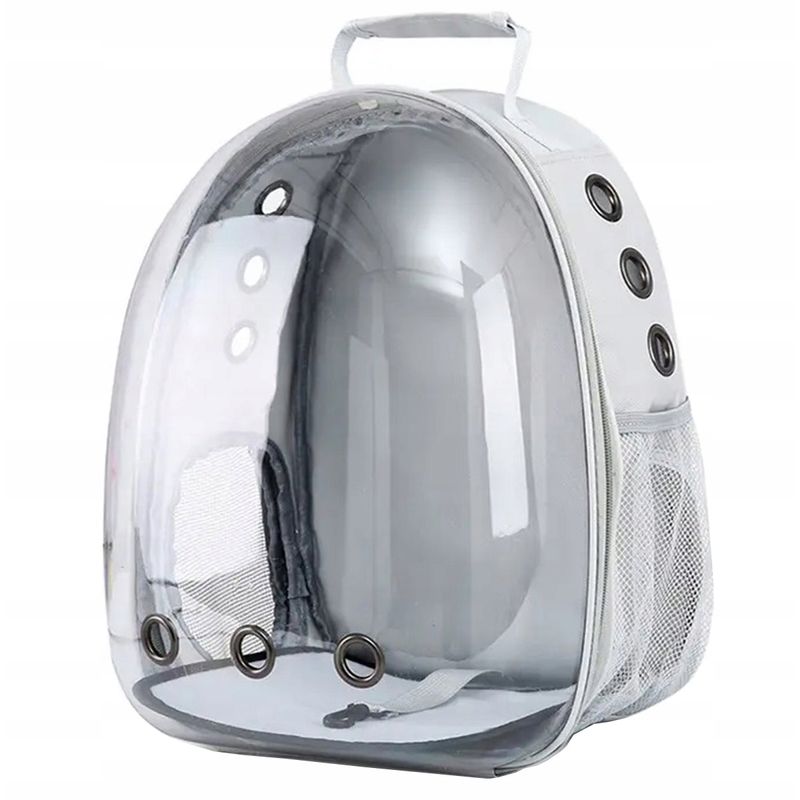 Petshop - Accesorii petshop - Culcusuri si custi - Genti si articole transport - Rucsac pentru transport pisici si animale mici, extensibil, plastic si spuma, maner, gri - Infinity.ro