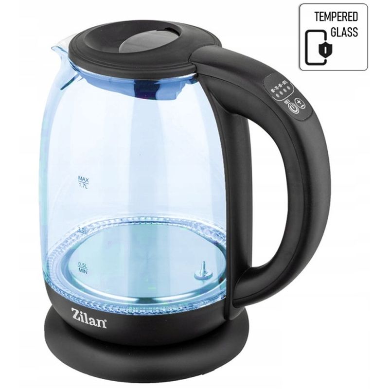 Electronice si Electrocasnice - Electrocasnice bucatarie - Preparare bauturi - Fierbatoare de apa - Fierbator Apa ZILAN ZLN-3956, 2200W, 1.7L, Control Temperatura, Iluminare LED, Sticla - Infinity.ro