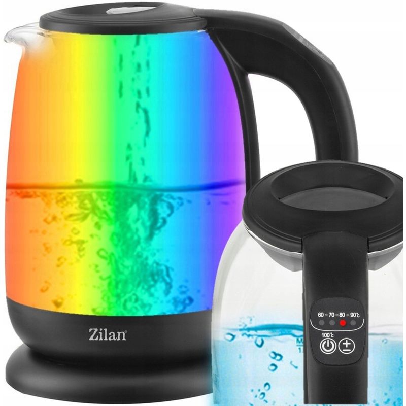 Electronice si Electrocasnice - Electrocasnice bucatarie - Preparare bauturi - Fierbatoare de apa - Fierbator Apa ZILAN ZLN-3956, 2200W, 1.7L, Control Temperatura, Iluminare LED, Sticla - Infinity.ro