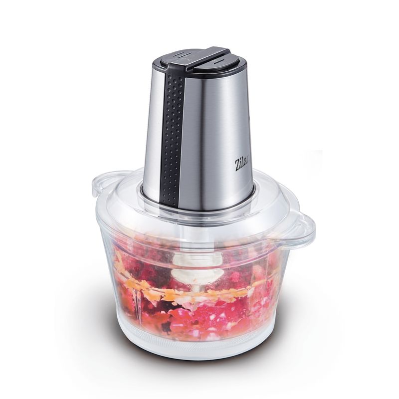 Electronice si Electrocasnice - Electrocasnice bucatarie - Mixere, tocatoare & roboti de bucatarie - Blendere si mini tocatoare - Tocator legume-fructe ZILAN ZLN-3888, Putere 300W, Vas din sticla 1.6L, 4 lame inox, 2 trepte de viteza - Infinity.ro