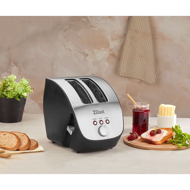 Electronice si Electrocasnice - Electrocasnice bucatarie - Preparare paine - Prajitoare de paine - Prajitor de Paine ZILAN ZLN-2690,negru/inox 1000W, 6 nivele de rumenire - Infinity.ro