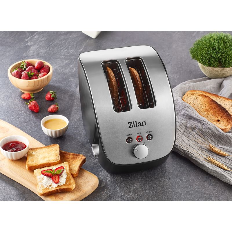 Electronice si Electrocasnice - Electrocasnice bucatarie - Preparare paine - Prajitoare de paine - Prajitor de Paine ZILAN ZLN-2690,negru/inox 1000W, 6 nivele de rumenire - Infinity.ro