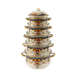 Casa si Gradina - Bucatarie si vesela - Vase pentru gatit - Oale si cratite - Set 5 oale emailate, Longfei Group, 1.8l/3.3l/4l/5.3l/6.4l, Galben - Infinity.ro