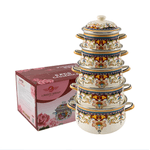Casa si Gradina - Bucatarie si vesela - Vase pentru gatit - Oale si cratite - Set 5 oale emailate, Longfei Group, 1.8l/3.3l/4l/5.3l/6.4l, Galben - Infinity.ro