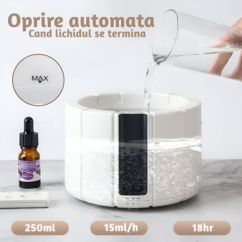 Electronice si Electrocasnice - Climatizare si sisteme de incalzire - Aparate filtrare aer - Umidificatoare - Umidificator aromaterapia ,ATOMKIT, rezervor 280ml, oprire automata, design foc de tabara,telecomanda, Alb - Infinity.ro
