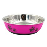 Petshop - Accesorii petshop - Castroane si adapatori - Bol roz din inox pentru apa/hrana 22cm - Infinity.ro
