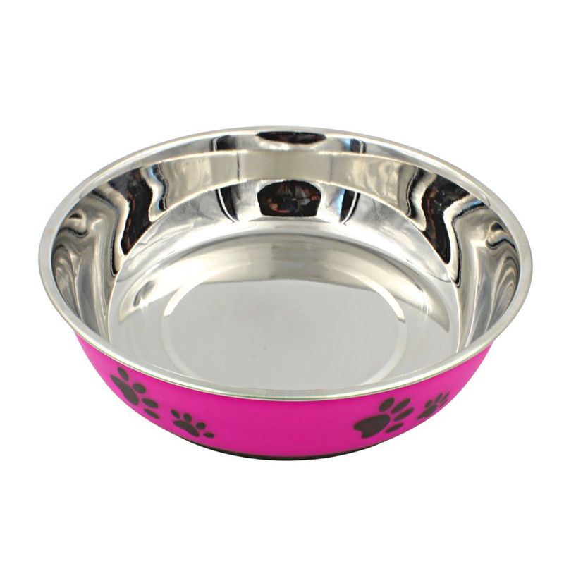 Petshop - Accesorii petshop - Castroane si adapatori - Bol roz din inox pentru apa/hrana 22cm - Infinity.ro