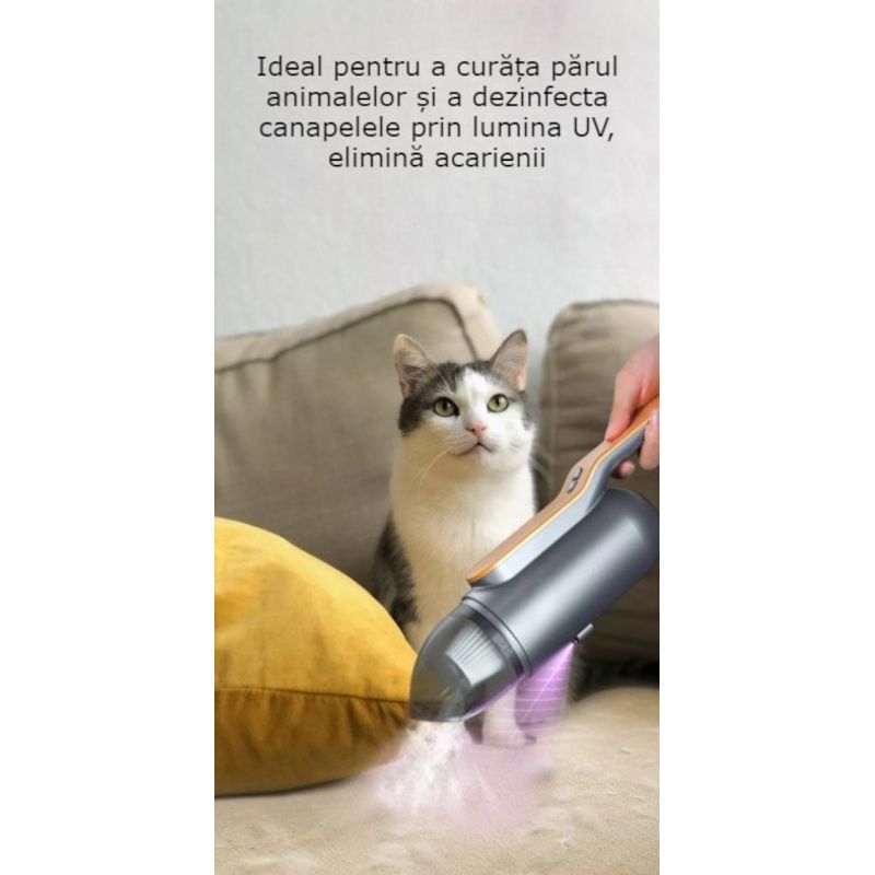 Auto si Moto - Intretinere auto - Aspiratoare auto - Aspirator auto sau de uz casnic, putere mare de aspiratie, portabil, fara fir, anti-acarieni, lumina UV, 80W, 13000 Pa - Infinity.ro