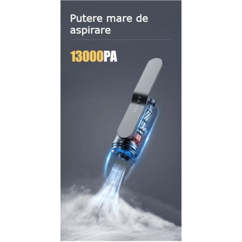 Auto si Moto - Intretinere auto - Aspiratoare auto - Aspirator auto sau de uz casnic, putere mare de aspiratie, portabil, fara fir, anti-acarieni, lumina UV, 80W, 13000 Pa - Infinity.ro