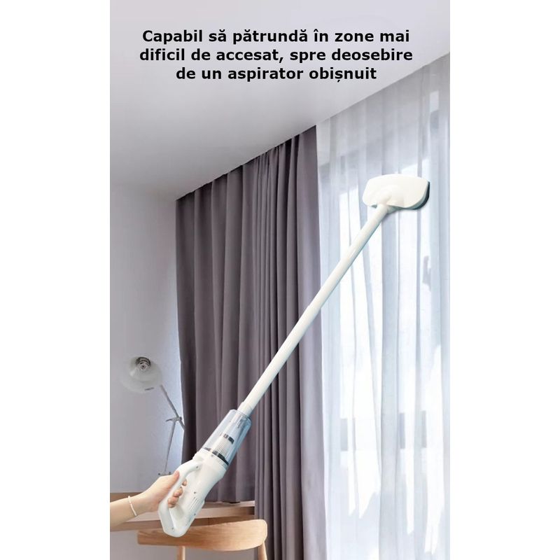 Auto si Moto - Intretinere auto - Aspiratoare auto - Aspirator auto sau de uz casnic, cu putere de aspiratie, portabil, fara fir, cu accesorii, 120W, 12000 Pa, 6000 mAh, alb - Infinity.ro